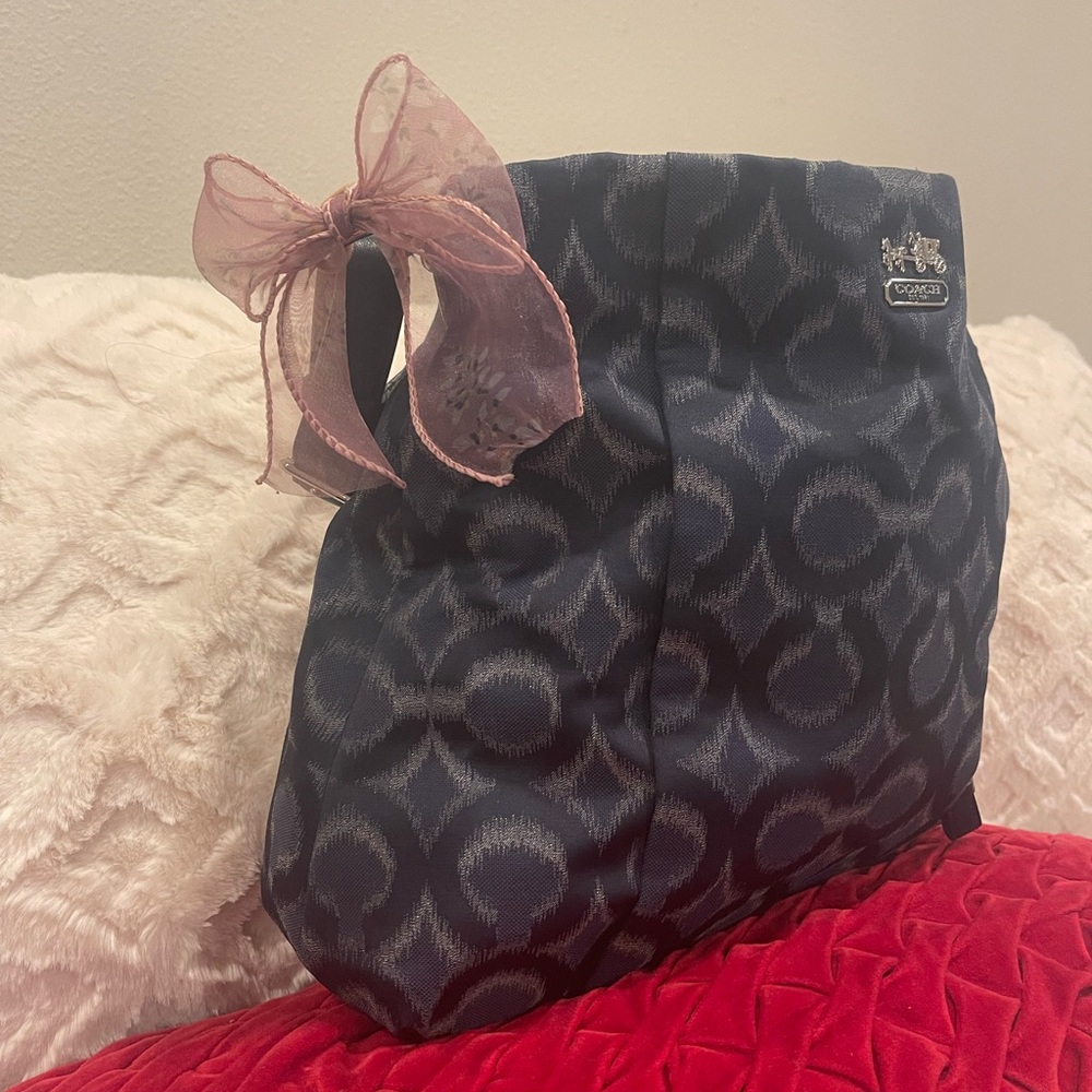 Coach Navy Signature Shoulder Bag